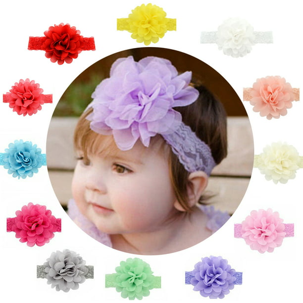 Newborn Girl Headband Foot Flower Elastic Hair Band Set Infant Baby Accessories
